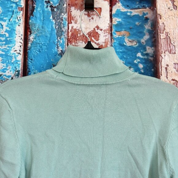 Women's Madison Grey Long Sleeve Turtleneck Knit Top MEDIUM Lime Green - Picture 7 of 11